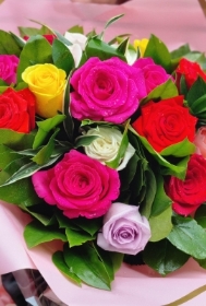 mixed rose handtied bouquet
