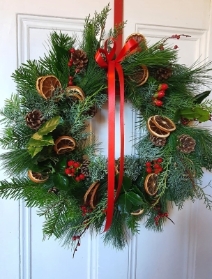 Traditional handmade moss backed wreath